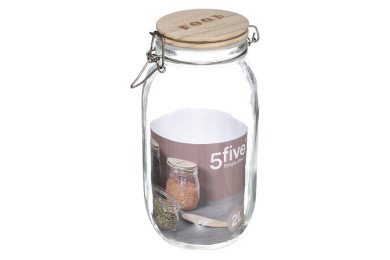 Grand bocal Wording 2 L verre et bois