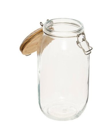 Grand bocal Wording 2 L verre et bois