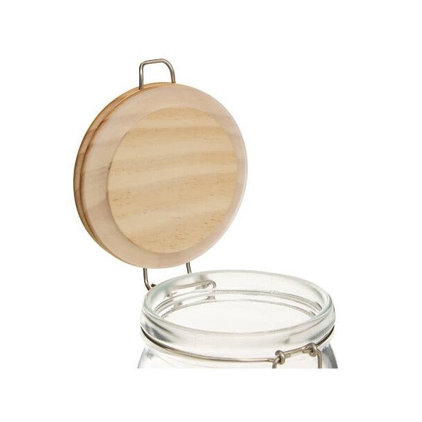 Grand bocal Wording 2 L verre et bois