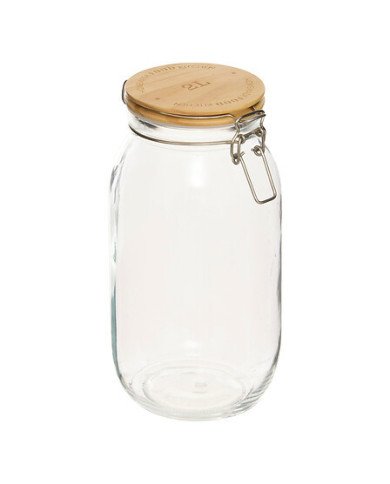 Grand bocal Wording 2 L verre et bois