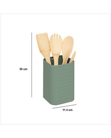 Lot de 4 ustensiles en bambou avec pot