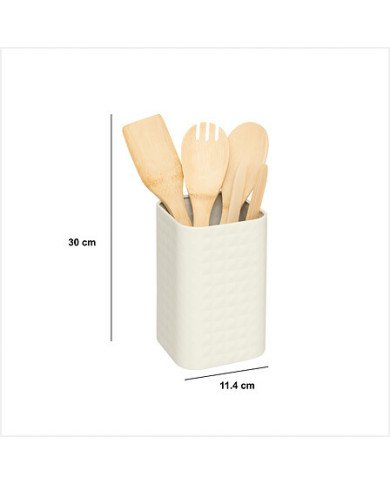 Lot de 4 ustensiles en bambou avec pot