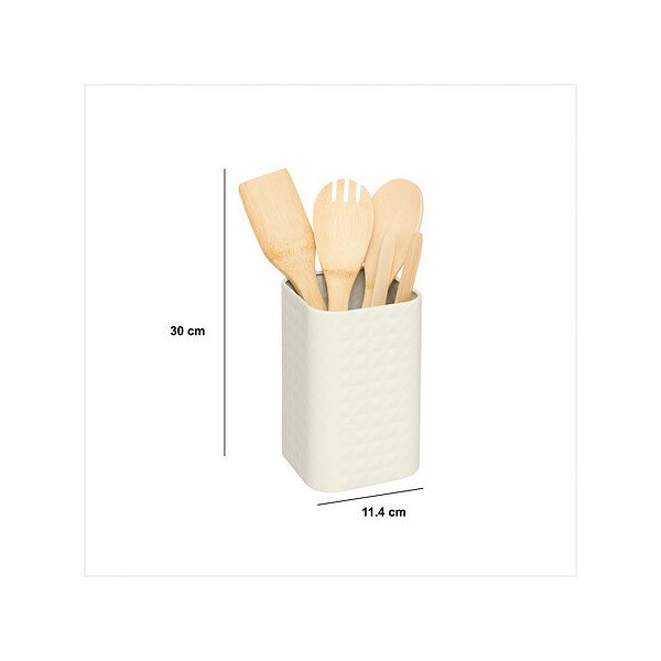 Lot de 4 ustensiles en bambou avec pot