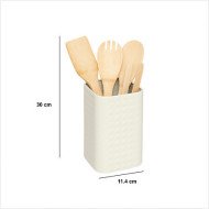 Lot de 4 ustensiles en bambou avec pot