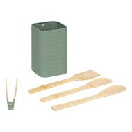 Lot de 4 ustensiles en bambou avec pot