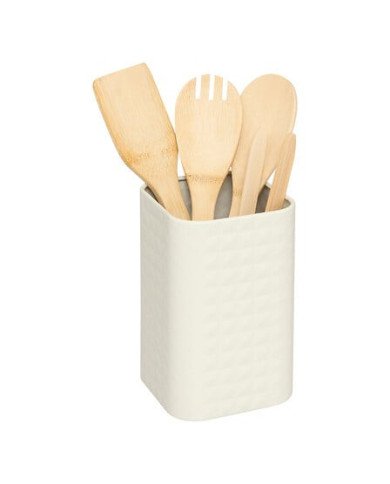 Lot de 4 ustensiles en bambou avec pot