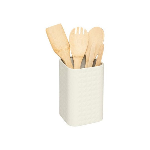 Lot de 4 ustensiles en bambou avec pot