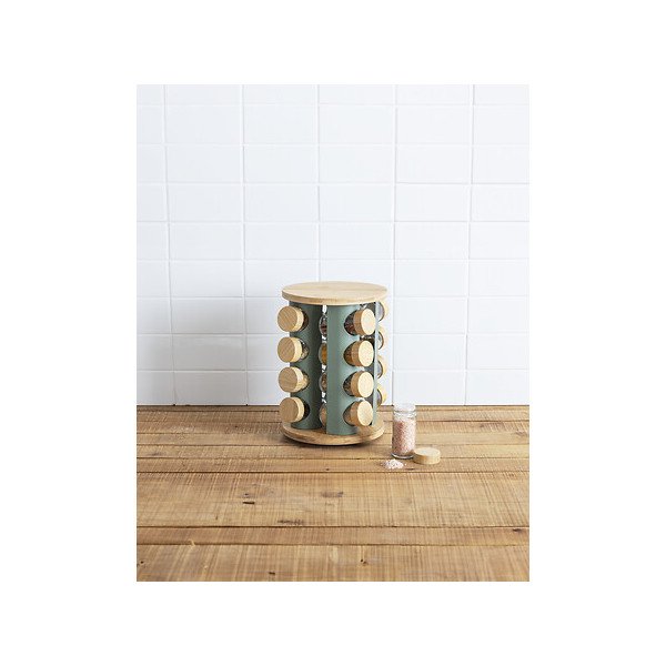 Rack rotatif 16 pots à épices Sensia avec support bambou