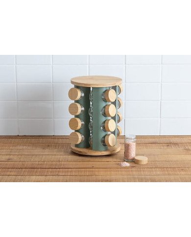 Rack rotatif 16 pots à épices Sensia avec support bambou