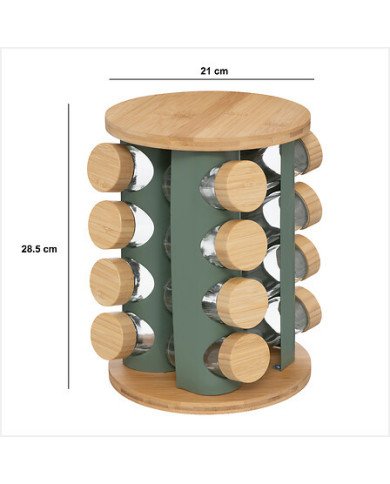 Rack rotatif 16 pots à épices Sensia avec support bambou