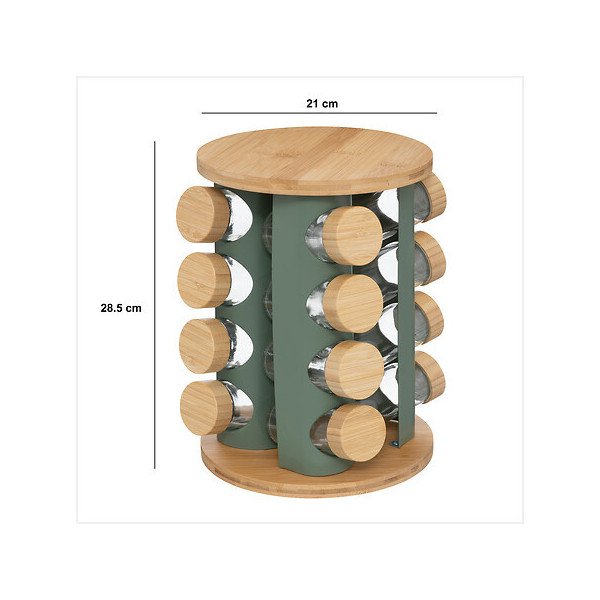 Rack rotatif 16 pots à épices Sensia avec support bambou