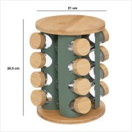 Rack rotatif 16 pots à épices Sensia avec support bambou