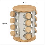 Rack rotatif 16 pots à épices Sensia avec support bambou