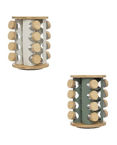 Rack rotatif 16 pots à épices Sensia avec support bambou