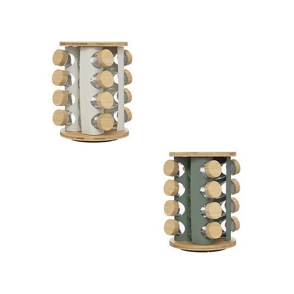 Rack rotatif 16 pots à épices Sensia avec support bambou