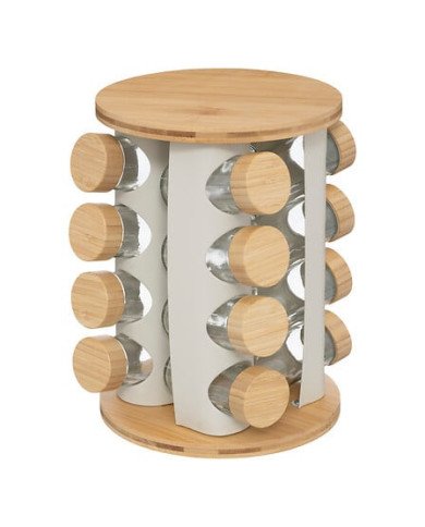Rack rotatif 16 pots à épices Sensia avec support bambou