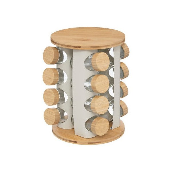 Rack rotatif 16 pots à épices Sensia avec support bambou