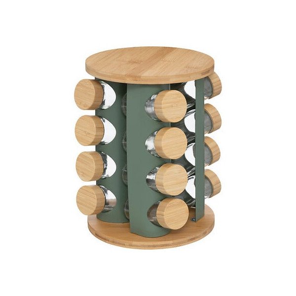 Rack rotatif 16 pots à épices Sensia avec support bambou
