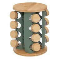 Rack rotatif 16 pots à épices Sensia avec support bambou