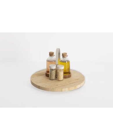 Plateau tournant rainuré en bambou