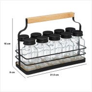Rack 10 pots à épices en verre avec support métal