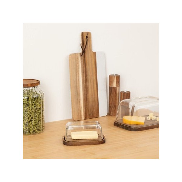 Beurrier Harmony acacia et verre transparent