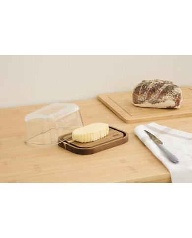 Beurrier Harmony acacia et verre transparent