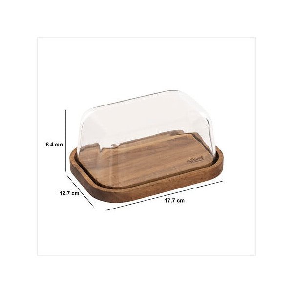 Beurrier Harmony acacia et verre transparent