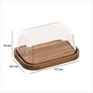 Beurrier Harmony acacia et verre transparent