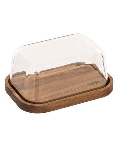 Beurrier Harmony acacia et verre transparent