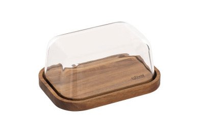 Beurrier Harmony acacia et verre transparent
