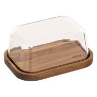 Beurrier Harmony acacia et verre transparent