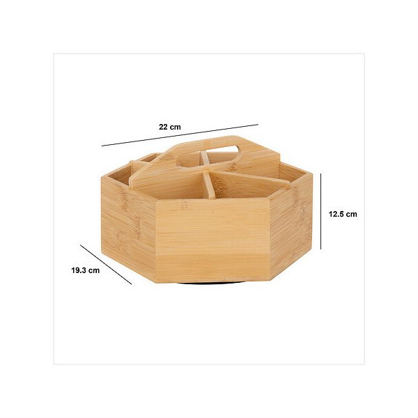 Boîte à thé rotative en bambou 6 compartiments