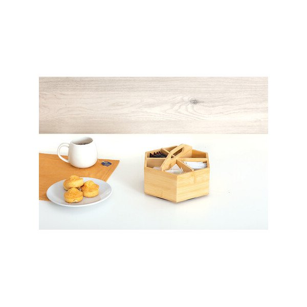 Boîte à thé rotative en bambou 6 compartiments