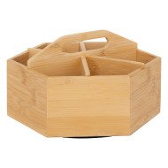 Boîte à thé rotative en bambou 6 compartiments