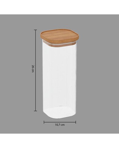 Bocal Hermet 2 L en verre et acacia