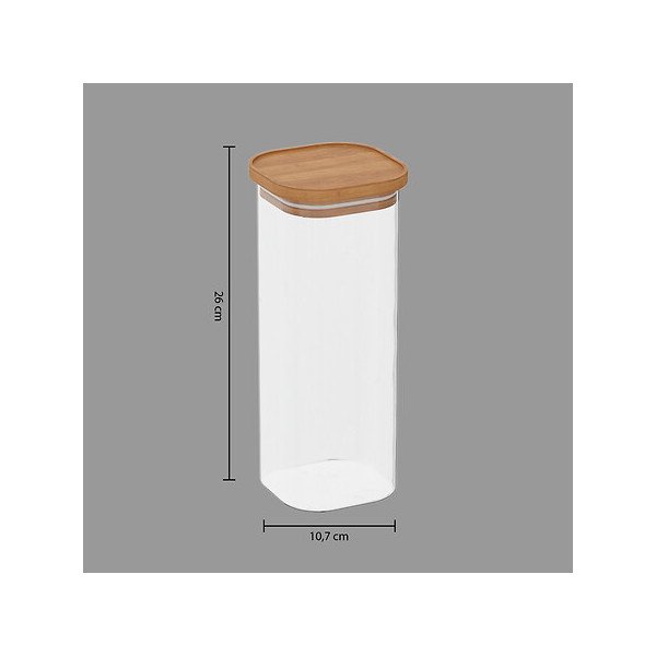 Bocal Hermet 2 L en verre et acacia