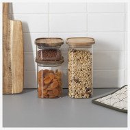 Bocal Hermet 2 L en verre et acacia