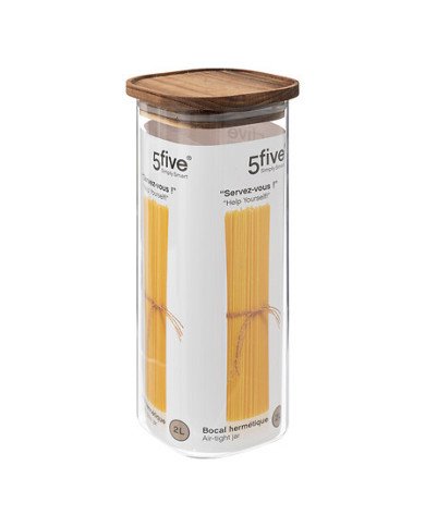 Bocal Hermet 2 L en verre et acacia