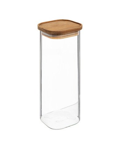 Bocal Hermet 2 L en verre et acacia