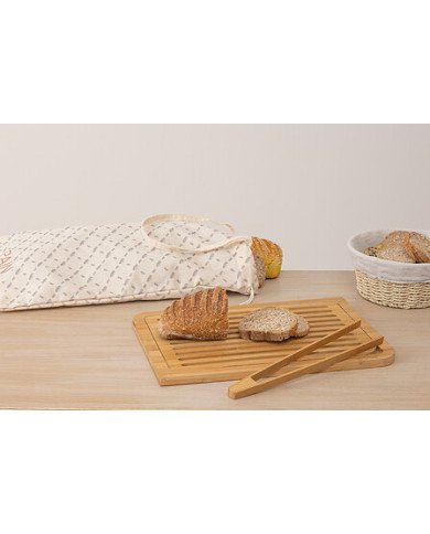 Planche à découper pain en bambou avec accessoires