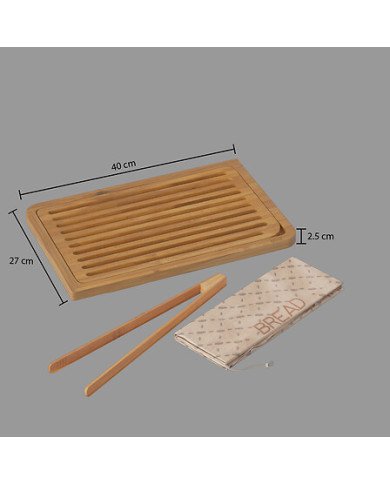 Planche à découper pain en bambou avec accessoires