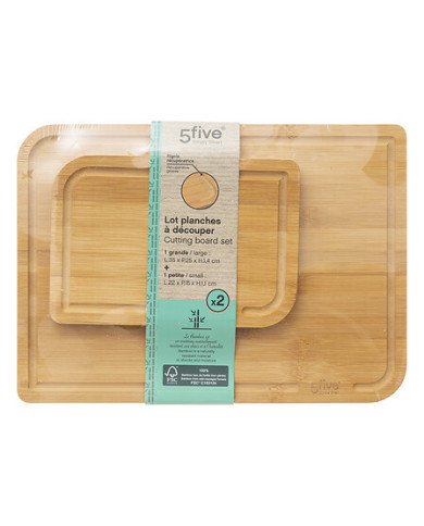 Lot de 2 planches à découper en bambou