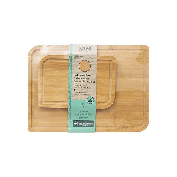 Lot de 2 planches à découper en bambou