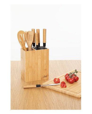 Bloc 5 couteaux et 5 ustensiles Blackbamboo