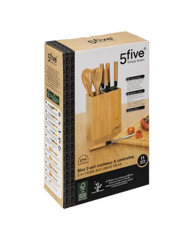 Bloc 5 couteaux et 5 ustensiles Blackbamboo