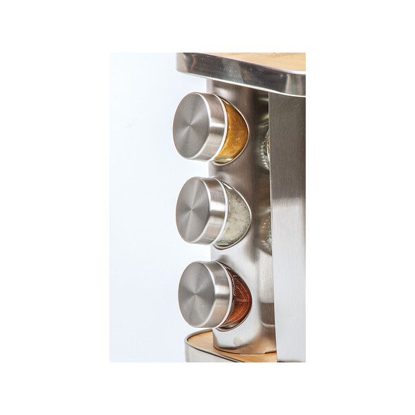Rack rotatif 12 pots à épices inox bambou