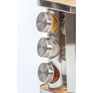 Rack rotatif 12 pots à épices inox bambou