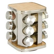 Rack rotatif 12 pots à épices inox bambou