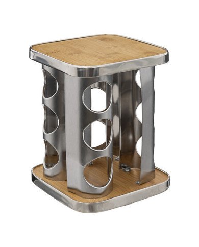 Rack rotatif 12 pots à épices inox bambou
